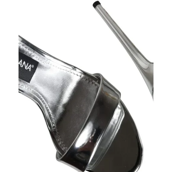 Dolce & Gabbana Silver KEIRA Heels Ankle Strap Sandals Shoes - Picture 8 of 10